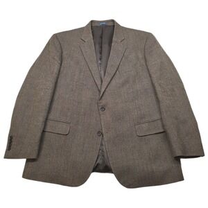 Stafford Tweed Merino Wool Blazer Mens‎ 46R 46 Brown Classic Sport Coat Jacket